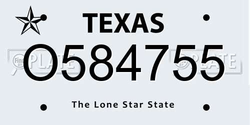 O584755 Texas License Plate