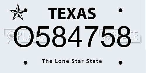 O584758 Texas License Plate