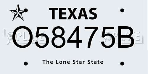 O58475B Texas License Plate