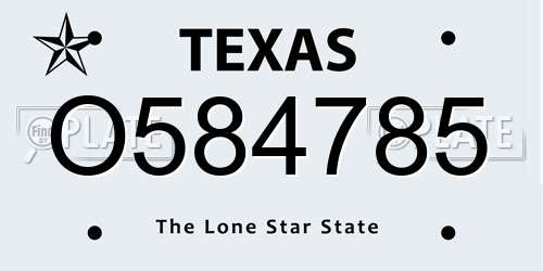 O584785 Texas License Plate