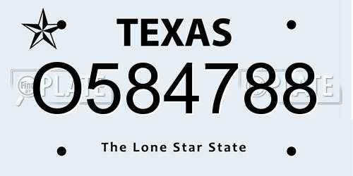 O584788 Texas License Plate