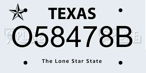 O58478B Texas License Plate