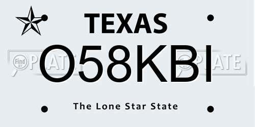 O58KBI Texas License Plate