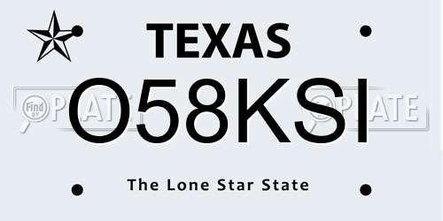 O58KSI Texas License Plate