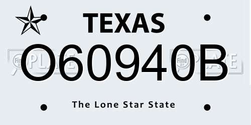O60940B Texas License Plate