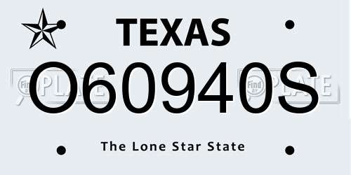 O60940S Texas License Plate