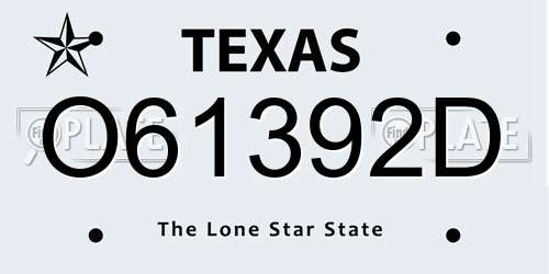 O61392D Texas License Plate
