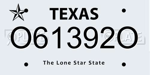 O61392O Texas License Plate
