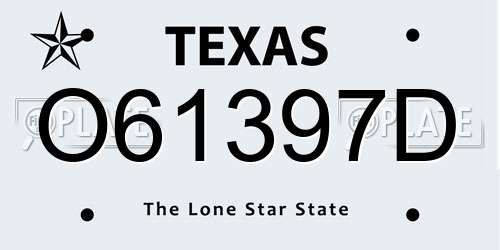 O61397D Texas License Plate