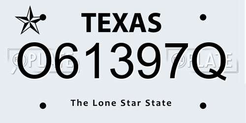 O61397Q Texas License Plate