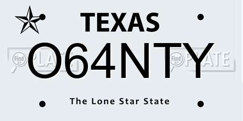 O64NTY Texas License Plate