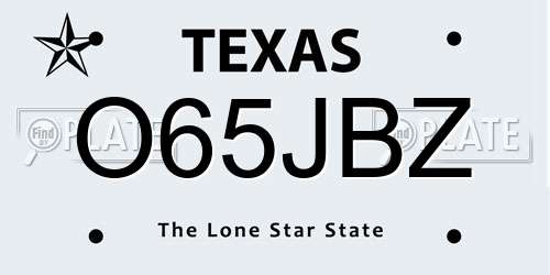 O65JBZ Texas License Plate