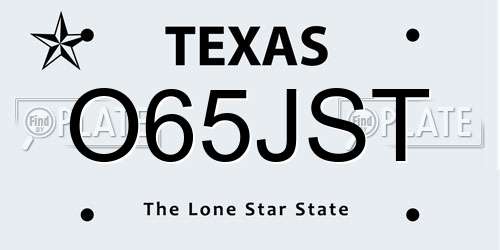 O65JST Texas License Plate