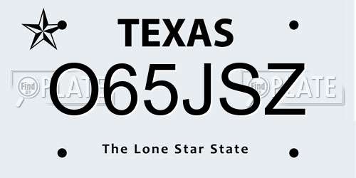 O65JSZ Texas License Plate