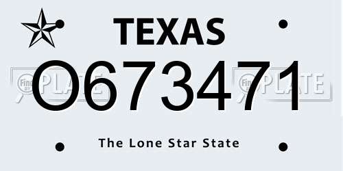 O673471 Texas License Plate
