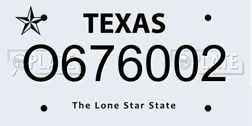 O676002 Texas License Plate