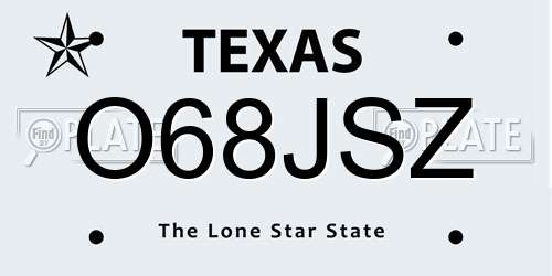 O68JSZ Texas License Plate