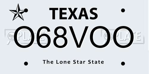 O68VOO Texas License Plate