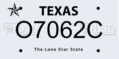 O7062C Texas License Plate
