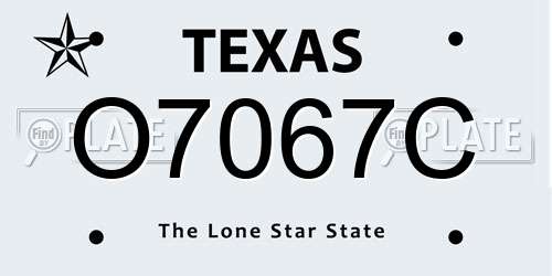 O7067C Texas License Plate