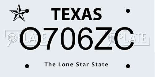 O706ZC Texas License Plate