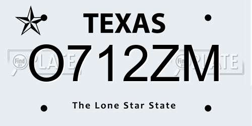 O712ZM Texas License Plate