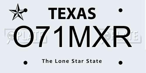 O71MXR Texas License Plate