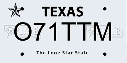 O71TTM Texas License Plate