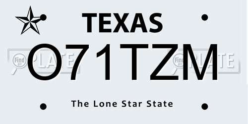O71TZM Texas License Plate