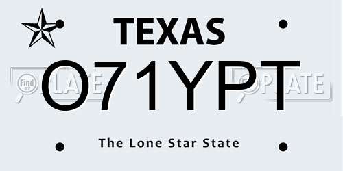 O71YPT Texas License Plate