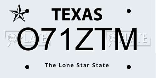 O71ZTM Texas License Plate