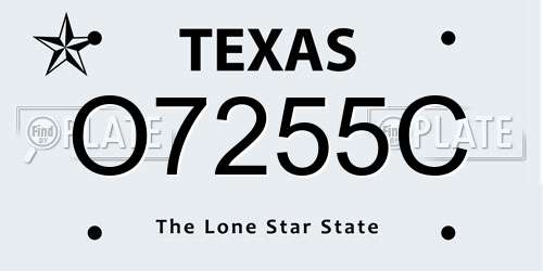 O7255C Texas License Plate
