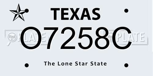 O7258C Texas License Plate