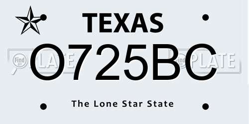 O725BC Texas License Plate