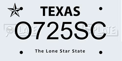O725SC Texas License Plate