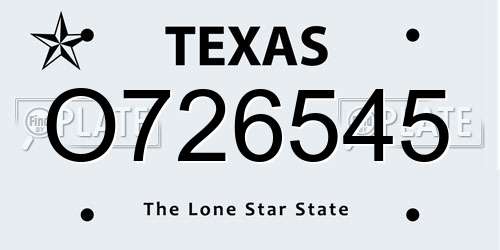 O726545 Texas License Plate
