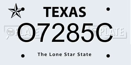 O7285C Texas License Plate