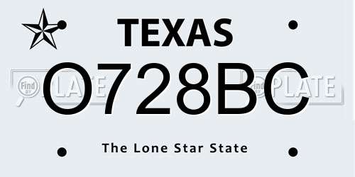 O728BC Texas License Plate