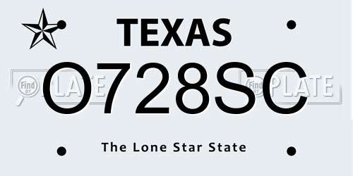 O728SC Texas License Plate