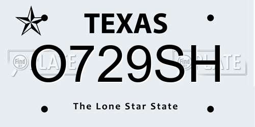 O729SH Texas License Plate