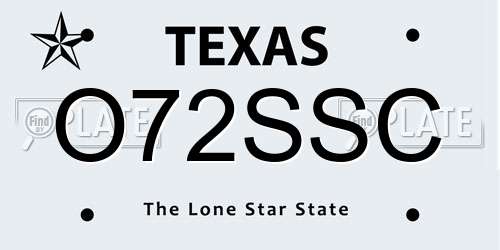 O72SSC Texas License Plate