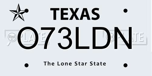 O73LDN Texas License Plate