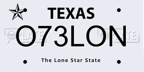 O73LON Texas License Plate