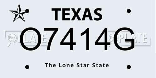 O7414G Texas License Plate