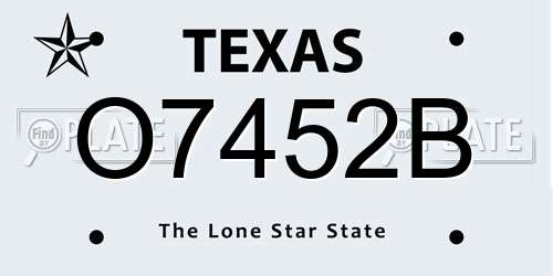 O7452B Texas License Plate
