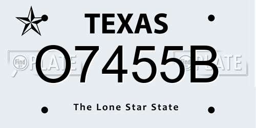 O7455B Texas License Plate