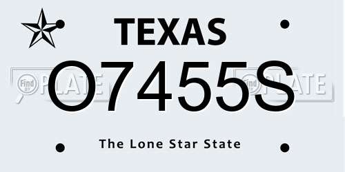 O7455S Texas License Plate