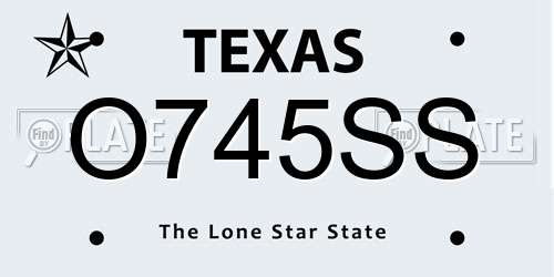 O745SS Texas License Plate