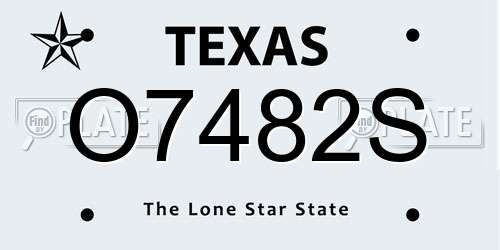 O7482S Texas License Plate