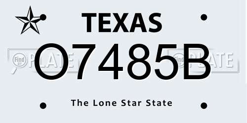 O7485B Texas License Plate